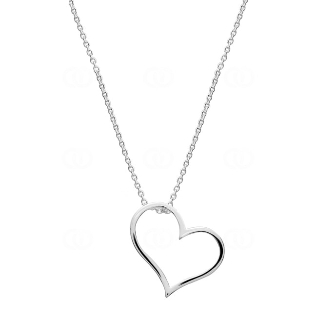 Collier 925 Silber rhodiniert Herz 42cm - 302333