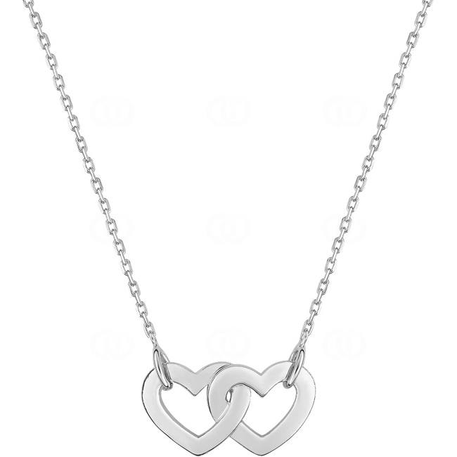 Collier mit Anhänger 925 Silber rhodiniert 42cm, Herzen - AACP8940