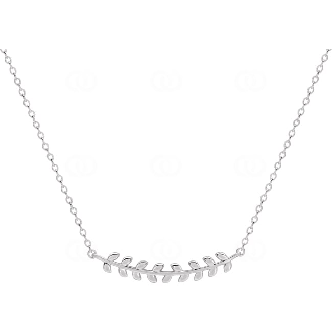 Collier avec pendentif Argent 925 rhodié 42cm, Branche de laurier - 332304
