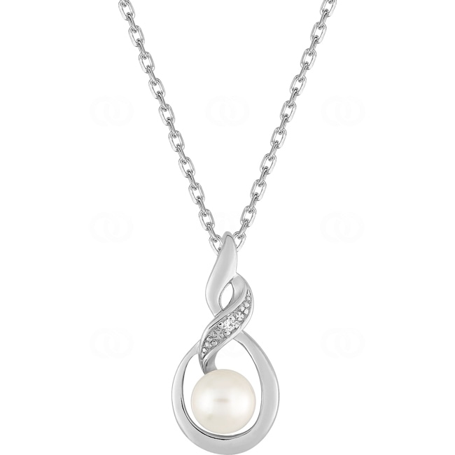 Collier mit Anhänger 925 Silber rhodiniert mit Kunstperle 5mm und Zirkonia - 332313.1