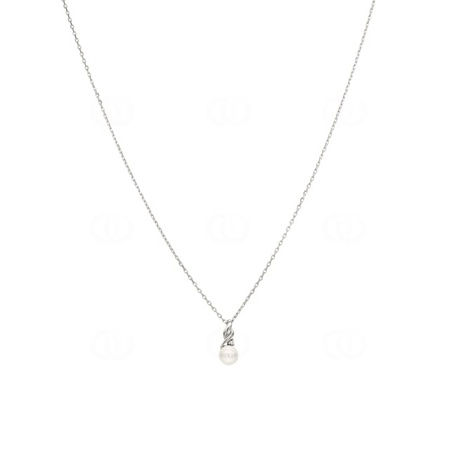 Collier mit Anhänger 925 Silber rhodiniert mit Kunstperle 5mm & Zirkonia - 332314.1