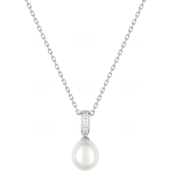 Collier mit Anhänger 925 Silber rhodiniert mit Kunstperle & Zirkonia - 332221.1