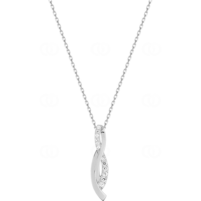 Collier mit Anhänger 925 Silber rhodiniert mit Zirkonia 43cm - ASCU05Z40