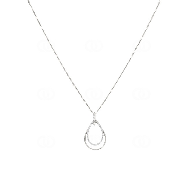 Collier Argent 925 rhodié avec zircones 43cm - ASCU26Z40