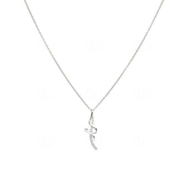 Necklace with Pendant 925 Silver rhodium-plated with Cubic Zirconia 43cm - ASCX97Z40