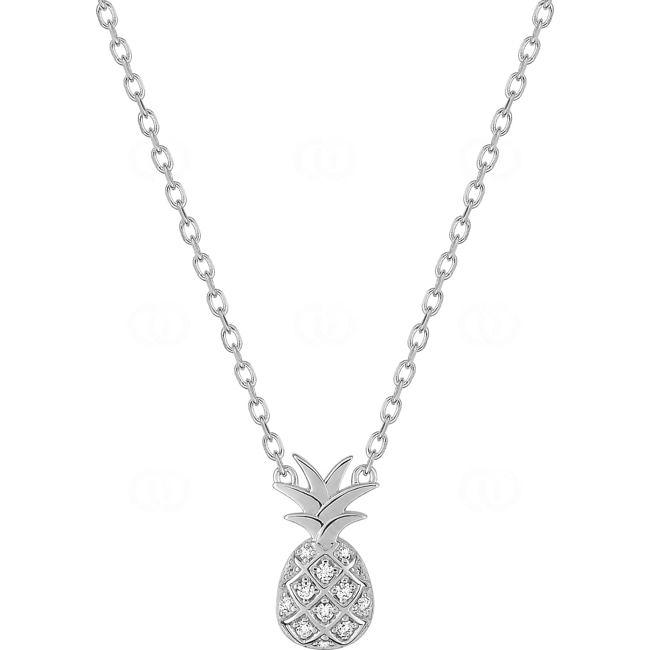 Necklace with Pendant 925 Silver rhodium-plated with Cubic Zirconia 43cm, Pineapple - 332177.1