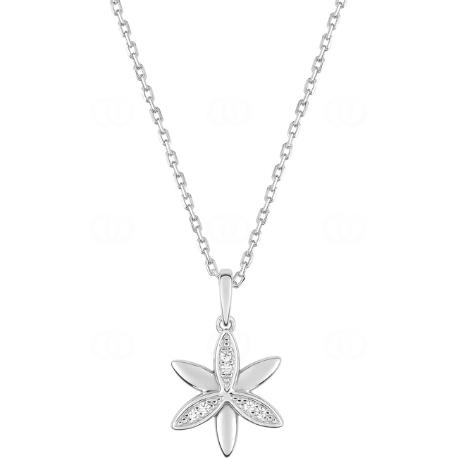Necklace 925 Silver rhodium-plated Flower with Cubic Zirconia 43cm - 332213.1