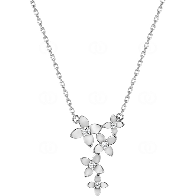 Collier 925 Silber rhodiniert Blumen mit Zirkonia 43cm - ACA141Z40