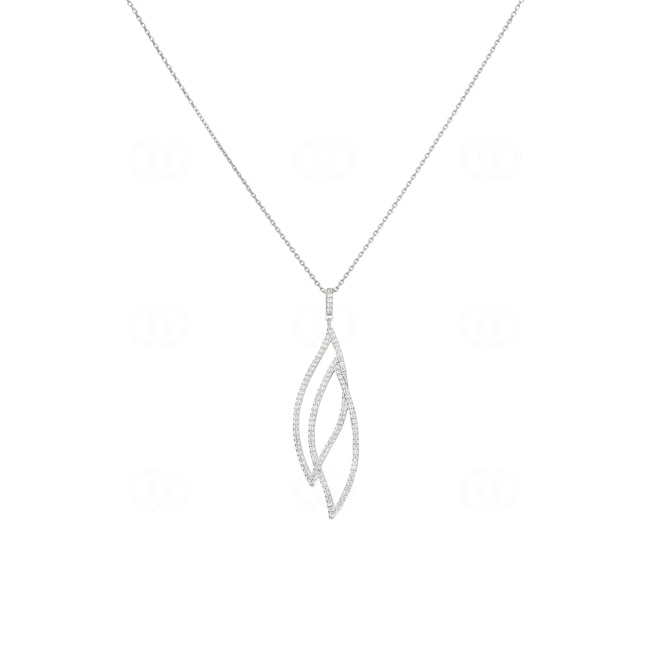 Collier argent 925 rhodié Fantaisie avec zirconia 43cm - ASCZ67Z40