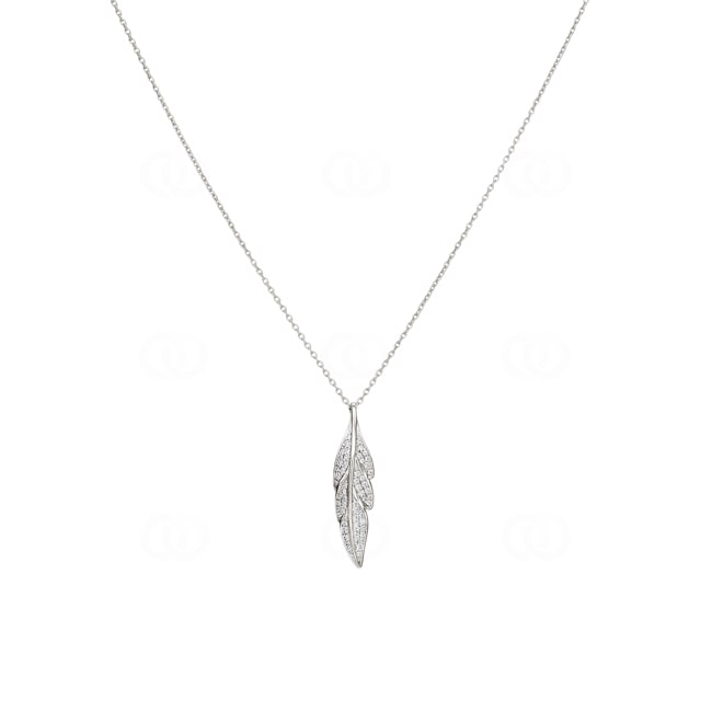 Collier 925 Silber rhodiniert Feder mit Zirkonia 43cm - ACA274Z40