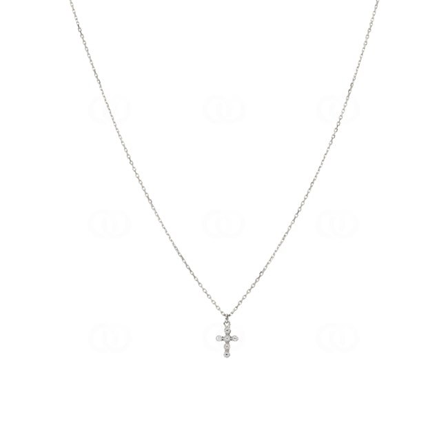 Necklace 925 Silver rhodium-plated Cross with Cubic Zirconia 43cm - 302586.1
