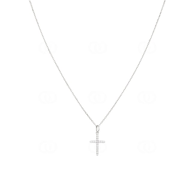 Necklace 925 Silver rhodium-plated Cross with Cubic Zirconia 43cm - ASCU69Z40