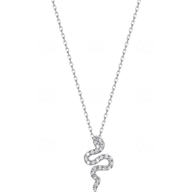 Collier 925 Silber rhodiniert Schlange mit Zirkonia 43cm - 302775.1