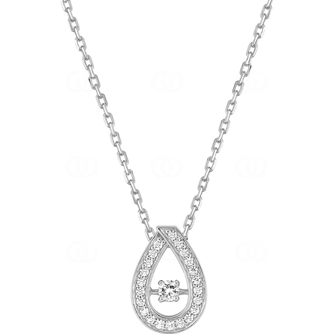 Collier argent 925 rhodié Poire avec zirconia 43cm - S10.55116