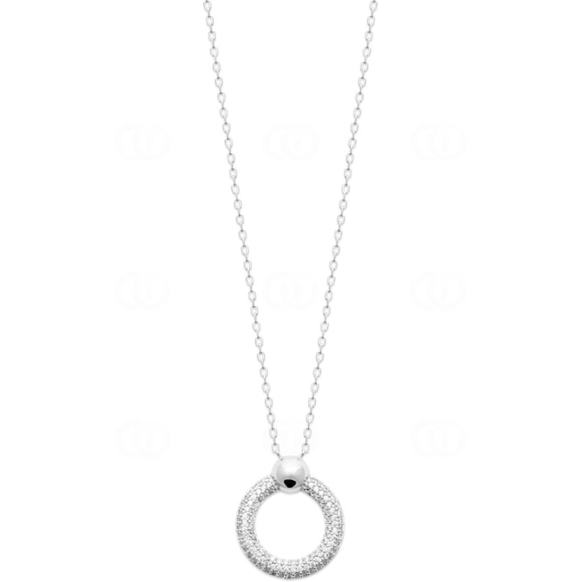 Collier mit Anhänger 925 Silber rhodiniert mit Zirkonia 45cm - KE-873326-925