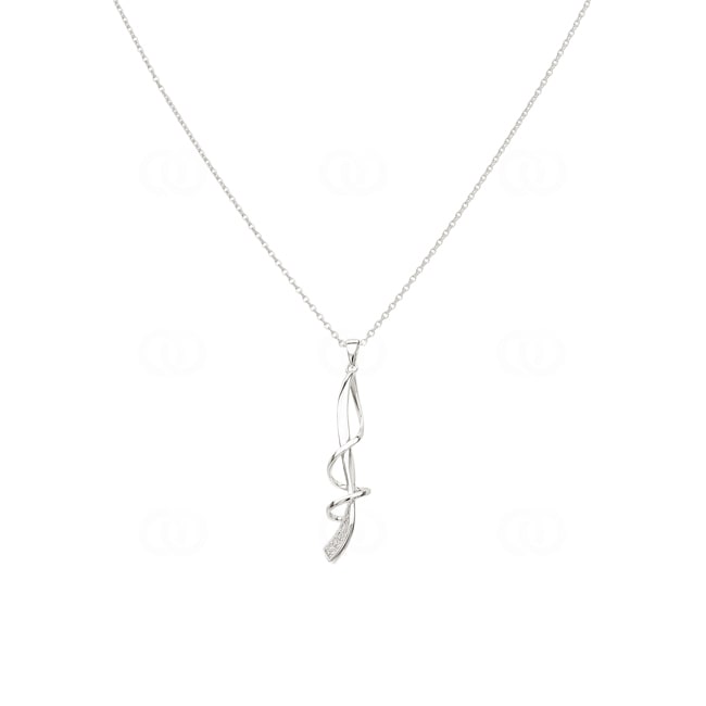 Collier Argent 925 rhodié avec zircones pavé 43cm - ASCO22Z40
