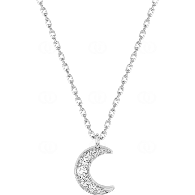 Necklace 925 Silver rhodium-plated Crescent Moon with Cubic Zirconia 43cm - 332290.1