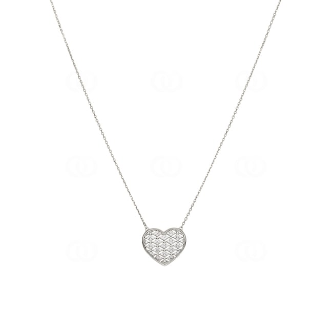 Collier 925 Silber rhodiniert Herz mit Zirkonia pavé 43cm - ACA195Z40