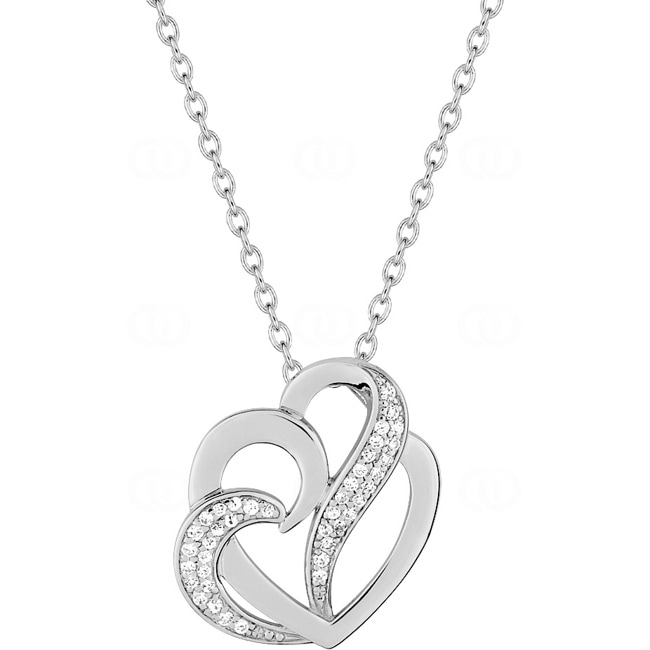 Collier 925 Silber rhodiniert Herz mit Zirkonia pavé 43cm - ASCL13Z40