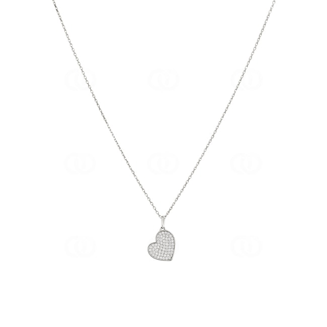 Collier 925 Silber rhodiniert Herz mit Zirkonia pavé 43cm - ASCY26Z40