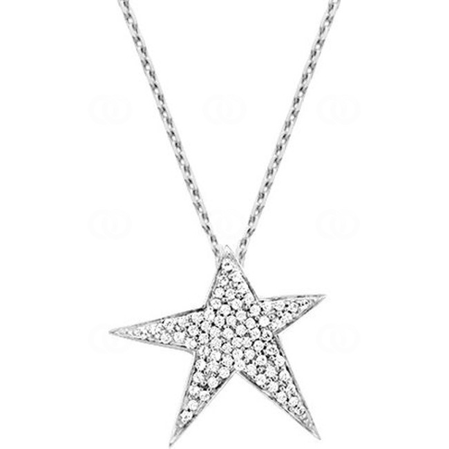Collier argent 925 rhodié Étoile avec zirconia pavé 43cm - 332018.1