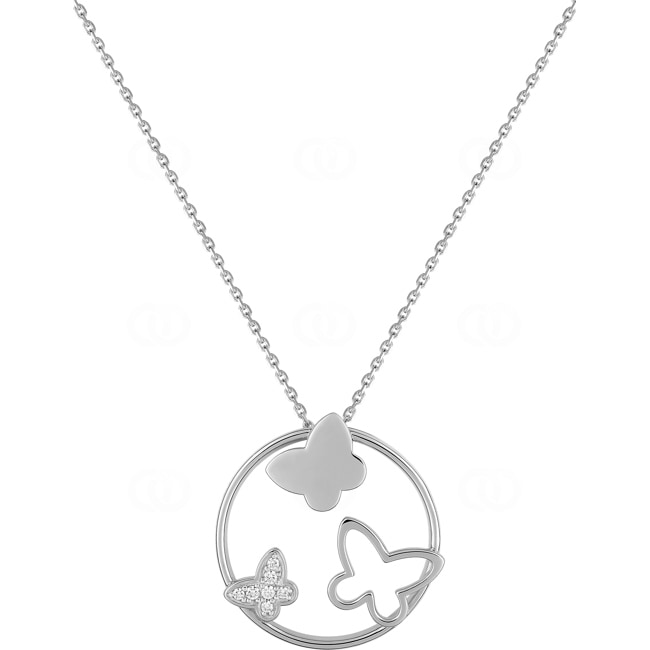 Collier 925 Silber rhodiniert Schmetterlinge mit Zirkonia pavé 45cm - 332259.1