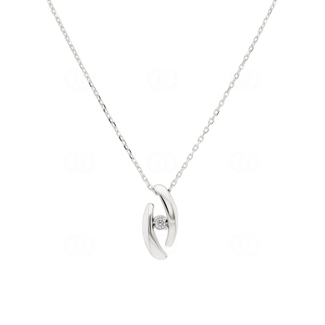 Collier Argent 925 rhodié avec zircone ronde 43cm - 302458.1