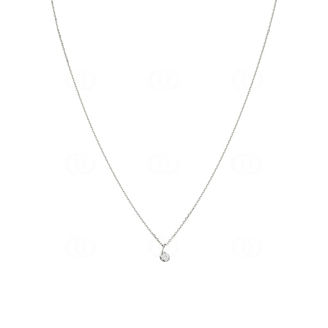 Collier Argent 925 rhodié avec zircone ronde 43cm - 332077.1