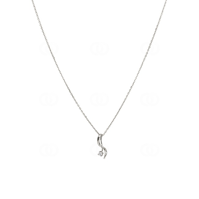 Collier Argent 925 rhodié avec zircones ronde 43cm - ACA161Z40