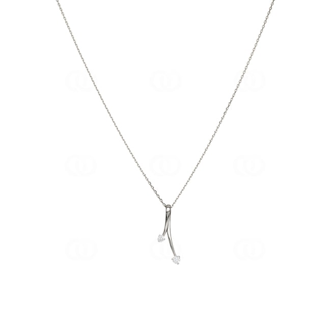 Collier Argent 925 rhodié avec zircones ronde 43cm - 332209.1