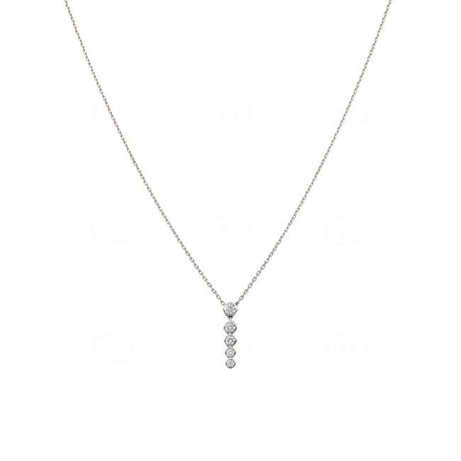 Collier Argent 925 rhodié avec zircones ronde 43cm - 332315.1