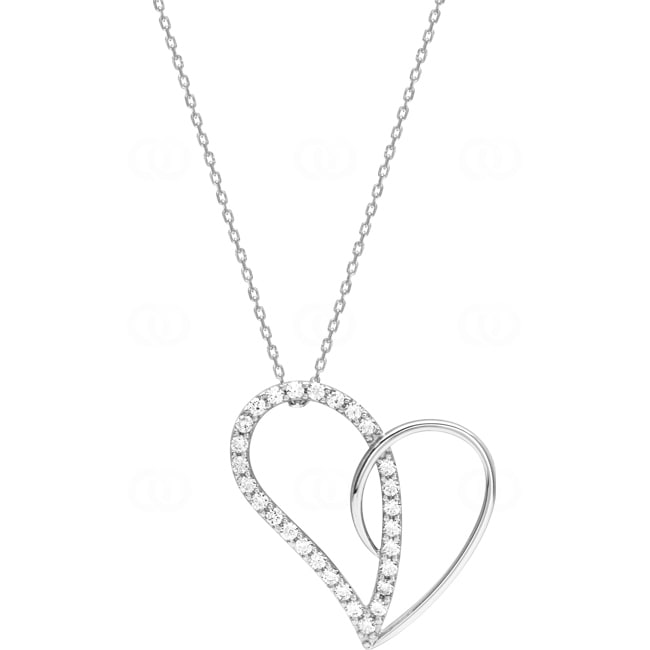 Collier argent 925 rhodié Cœur avec zirconia ronde 43cm - 302349.1