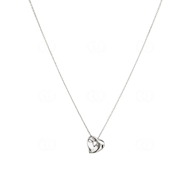 Collier argent 925 rhodié Cœur avec zirconia ronde 43cm - 332155.1