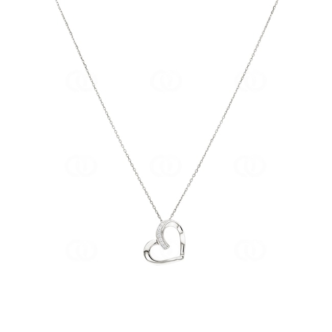 Collier argent 925 rhodié Cœur avec zirconia ronde 43cm - ASCL79Z40