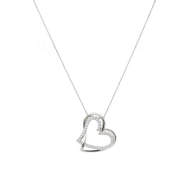 Necklace 925 Silver rhodium-plated Heart with Cubic Zirconia 43cm - ASCO46Z40