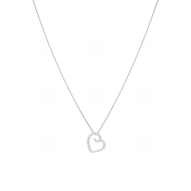 Collier 925 Silber rhodiniert Herz mit Zirkonia rund 43cm - ASCT92Z40