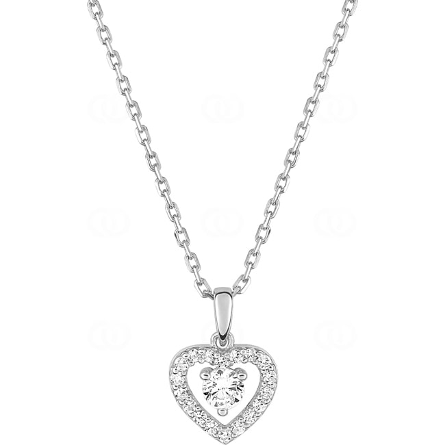 Collier argent 925 rhodié Cœur avec zirconia ronde 43cm - 332217.1