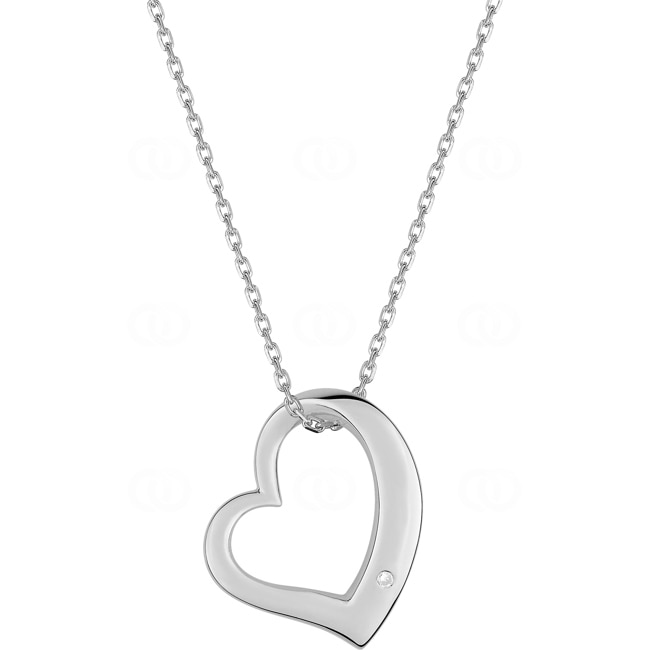 Collier argent 925 rhodié Cœur avec zirconia ronde 43cm - 332302.1