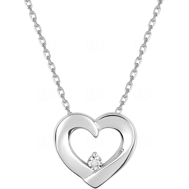 Collier argent 925 rhodié Cœur avec zirconia ronde 43cm - 332316.1