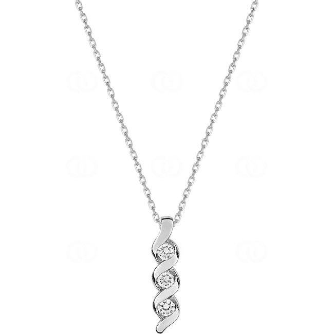 Collier 925 Silber rhodiniert Trilogie mit Zirkonia rund 43cm - ASCH82Z40