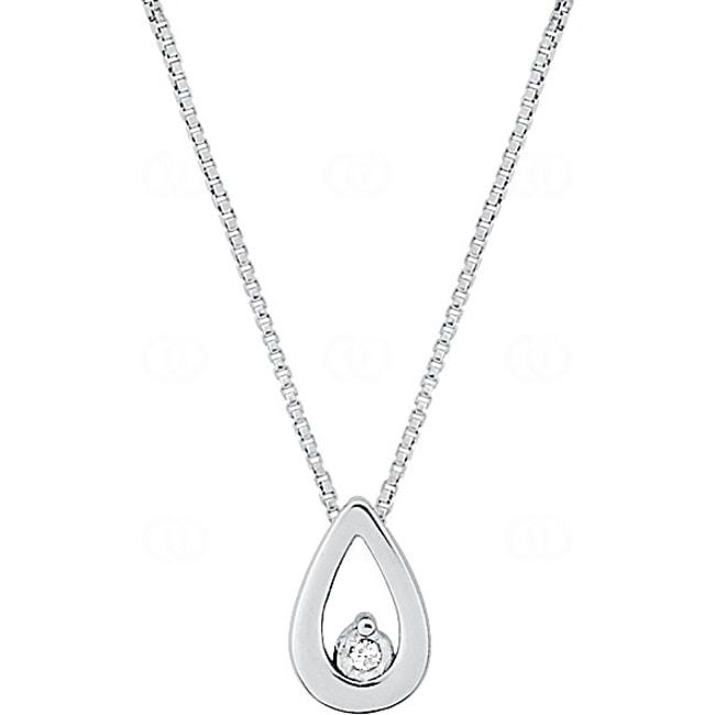 Collier argent 925 rhodié Poire avec zirconia ronde 43cm - AZC428B40