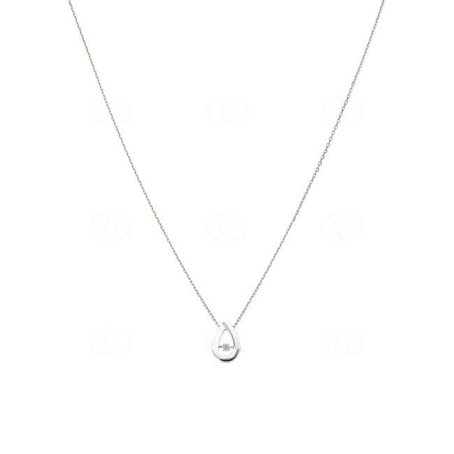 Collier argent 925 rhodié Poire avec zirconia ronde 43cm - S10.55117