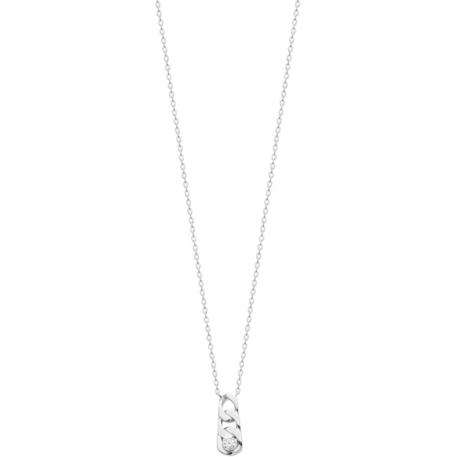 Collier avec pendentif Argent 925 Rhodie avec zircone ronde 45cm - KE-873415-925