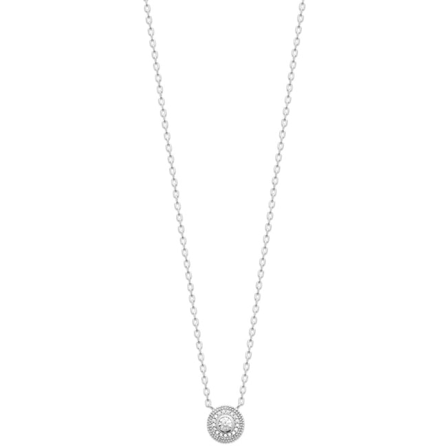 Necklace with Pendant 925 Silver rhodium-plated with round Cubic Zirconia - KE-873410--25