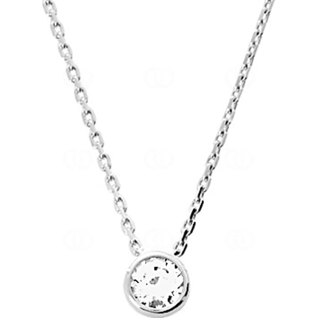 Collier mit Anhänger 925 Silber rhodiniert mit Zirkonia rund Ø 5mm - 302561.1