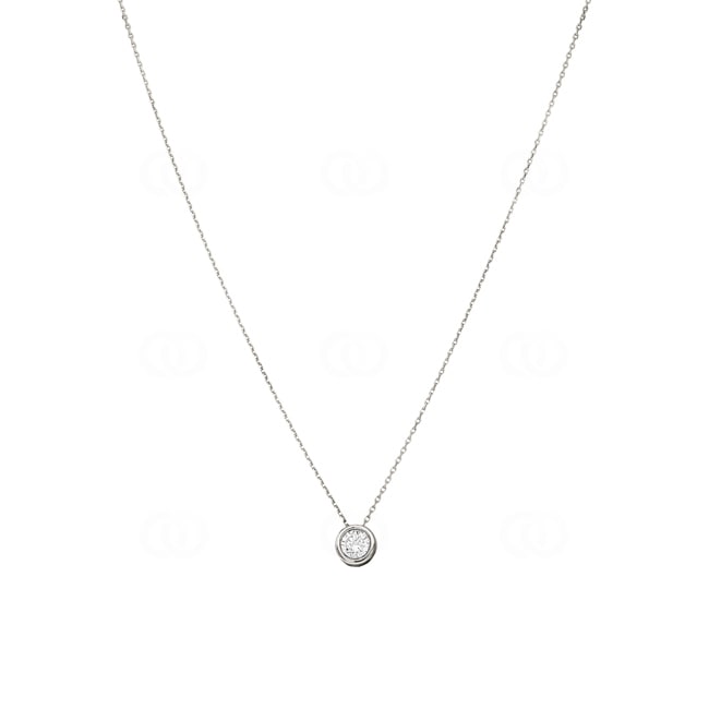 Collier Argent 925 rhodié avec zircone rond Ø 6mm - 302388.1