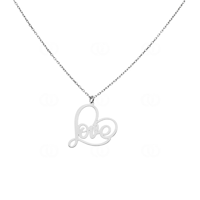 Necklace with Heart Pendant 925 Silver rhodium-plated Love - KE925003