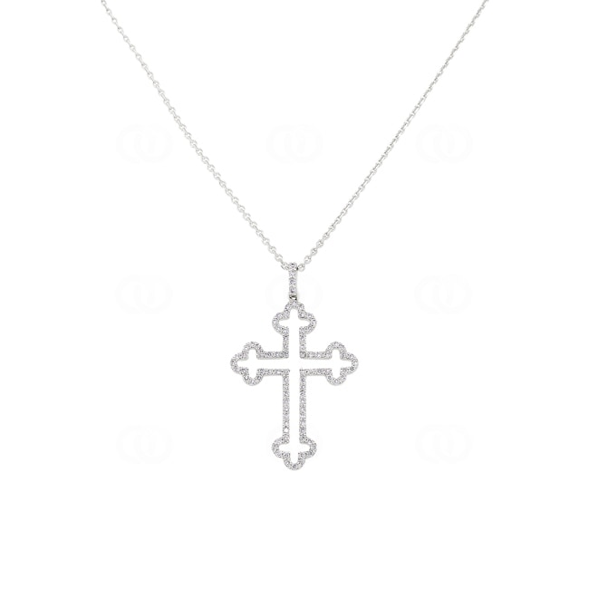 Collier mit Kreuzanhänger 750/18 K Weissgold mit Diamanten 0.31 ct H/si - KE-025434-WG