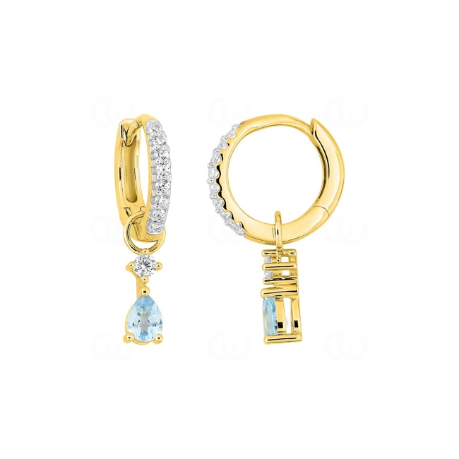 Créoles or jaune 375/9 ct avec topazes bleues & zircones - 297501.T3