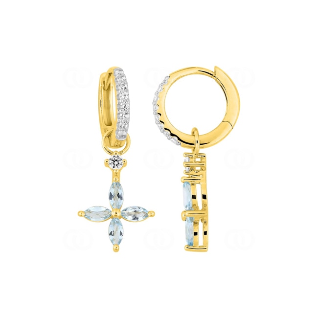 Créoles or jaune 375/9 ct avec topazes bleues & zircones - 297503.T3